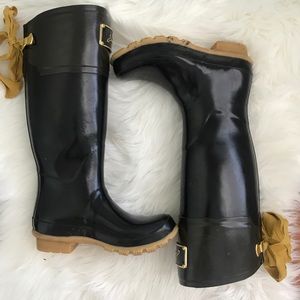 Joules Evedon Black and Brown Bow Rain Boot